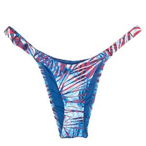Victoria’s Secret Bikini Bottom Pink Blue High Cut Swimsuit Swim L Large New